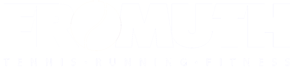 A white logo of omu running